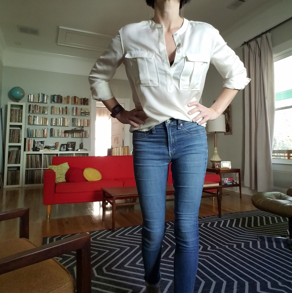7 for All Mankind Cream Pop Over Blouse